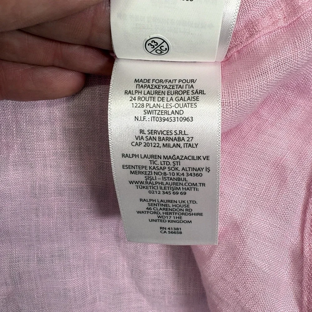 Polo Ralph Lauren 2XB Big Tall 100% Linen Shirt Pink Short Sleeve NWT $138